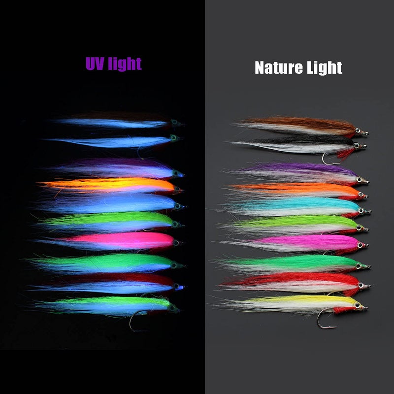 Tigofly 20 pcs 1/0 4cm UV Colors High Carbon Hook Polar Fry Salmon Trout Sea Bass Steelhead Minnow Fly Fishing Flies Lure Set - Image 2